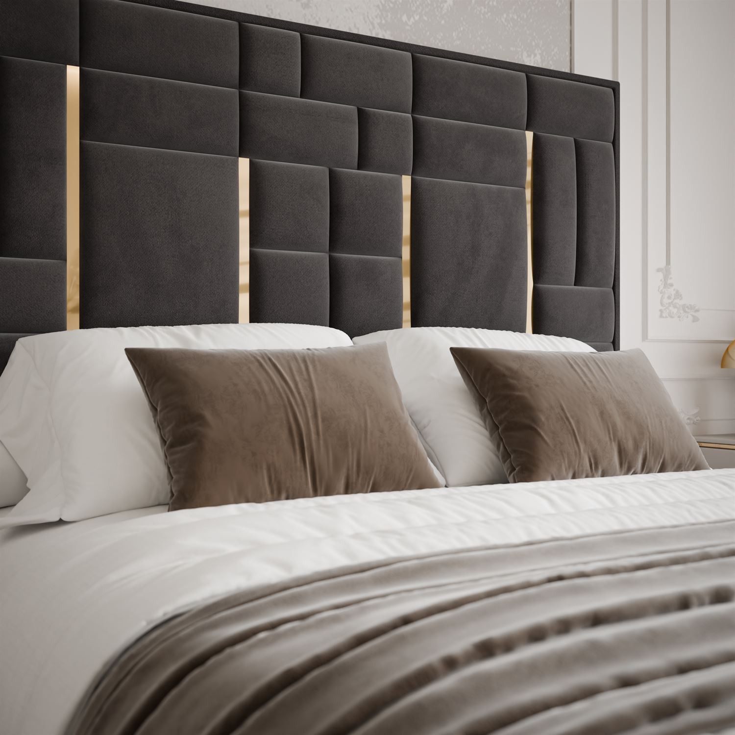 Polsterbett BRIGITTE GOLD mit Bettkasten