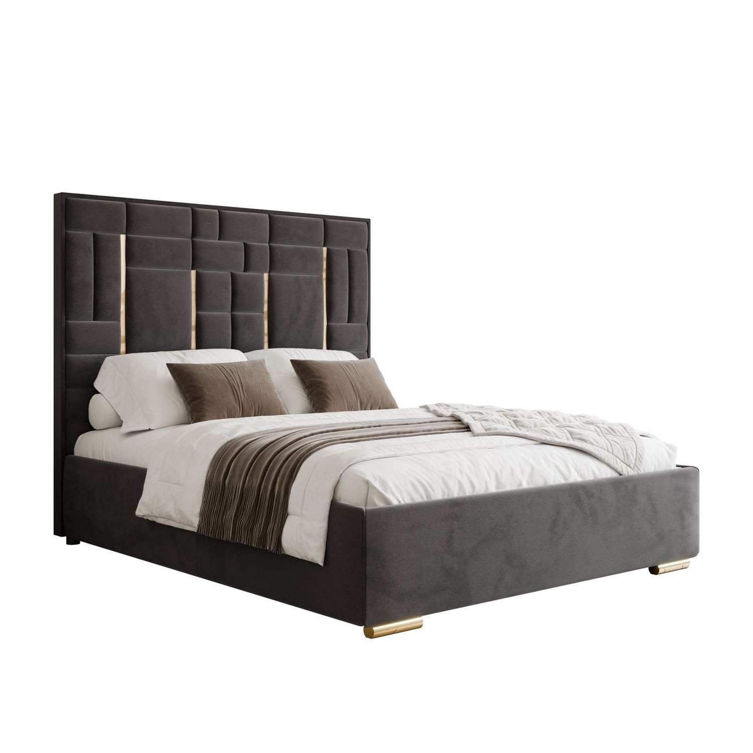 Polsterbett BRIGITTE GOLD mit Bettkasten