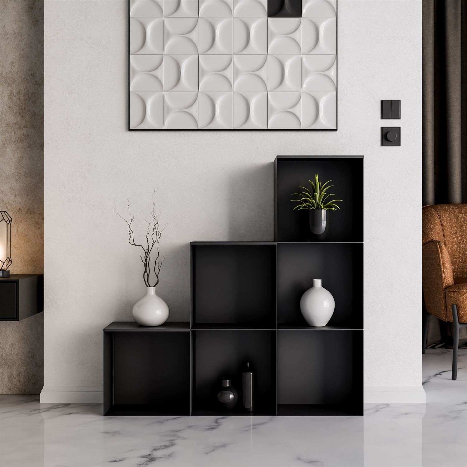 Metallregal QUADRO V mit LED-Beleuchtung