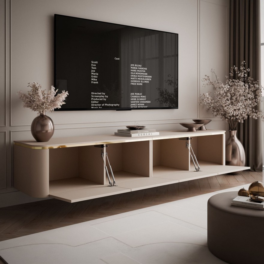 Hängender TV-Schrank AVELINE 200 cm mit LED-Beleuchtung