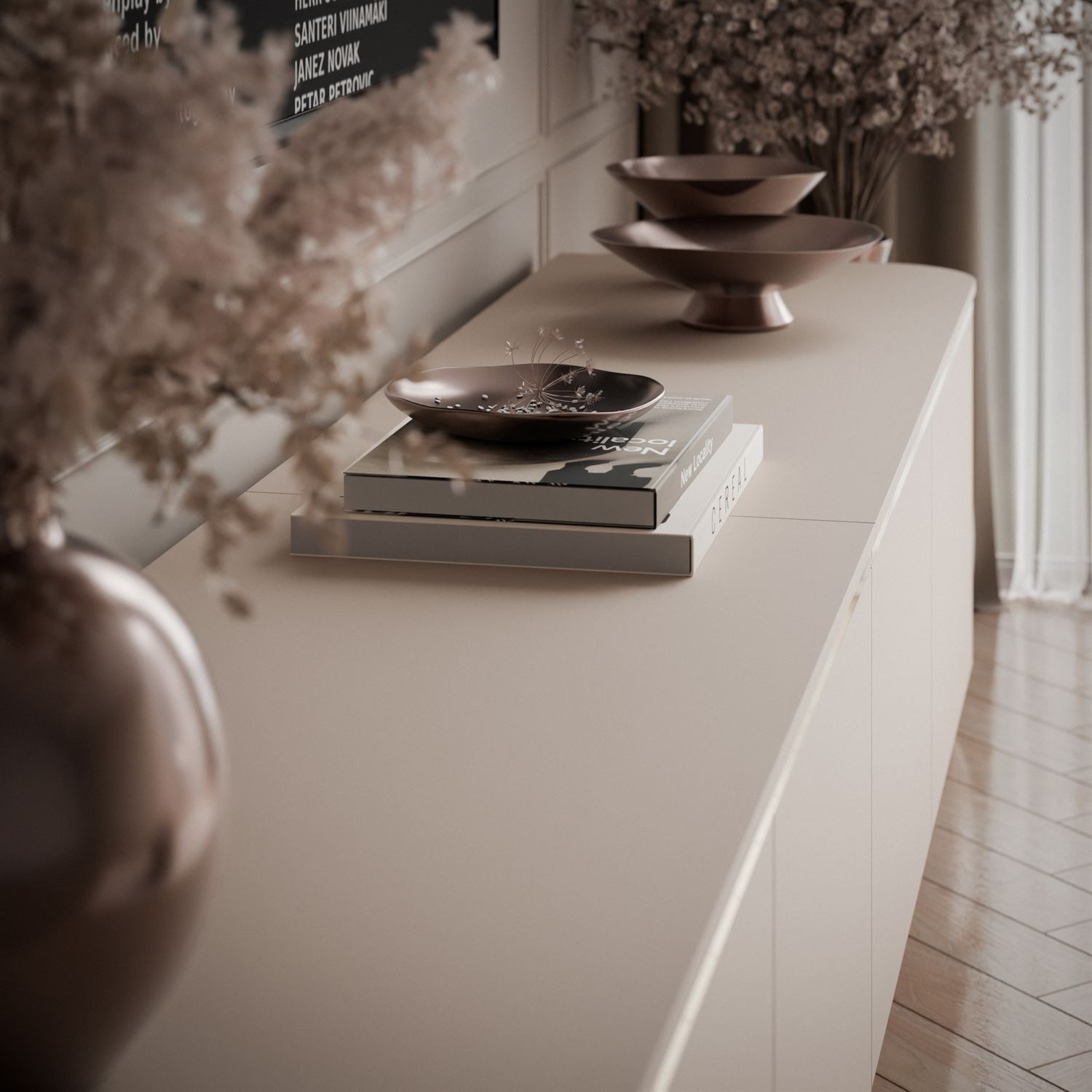 Hängender TV-Schrank AVELINE 200 cm mit LED-Beleuchtung