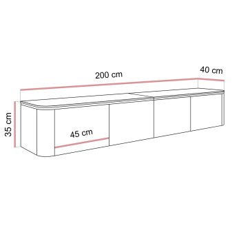 Hängender TV-Schrank AVELINE 200 cm mit LED-Beleuchtung