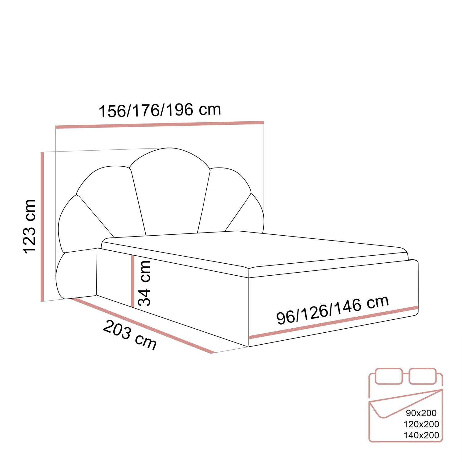 Polsterbett ARIEL mit Bettkasten