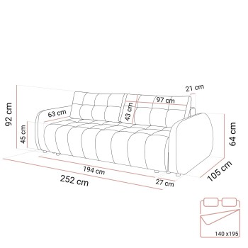 Zweisitzer Sofa OMEGA mit Schlaffunktion