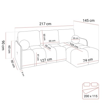 Ausziehbares Ecksofa GAMMA mit Schlaffunktion