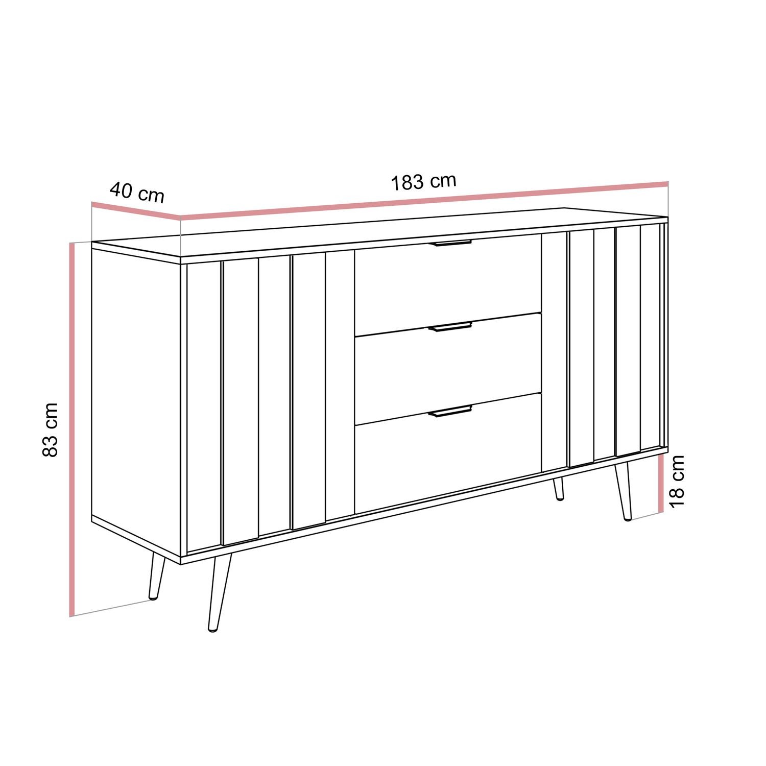 Kommode ALMA 2D3S mit LED-Beleuchtung
