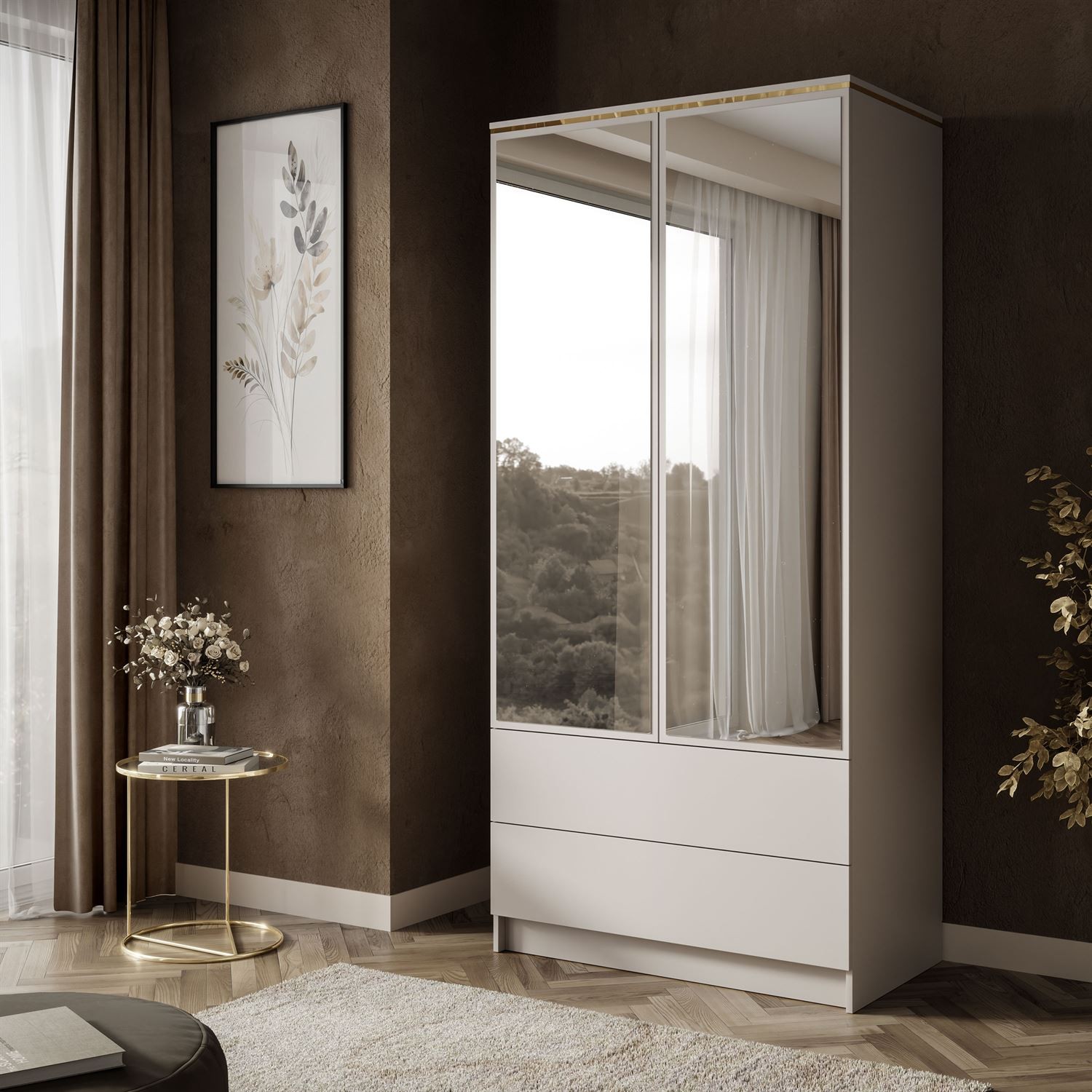 Kleiderschrank AURORA KASCHMIR 2D2S mit Schubladen