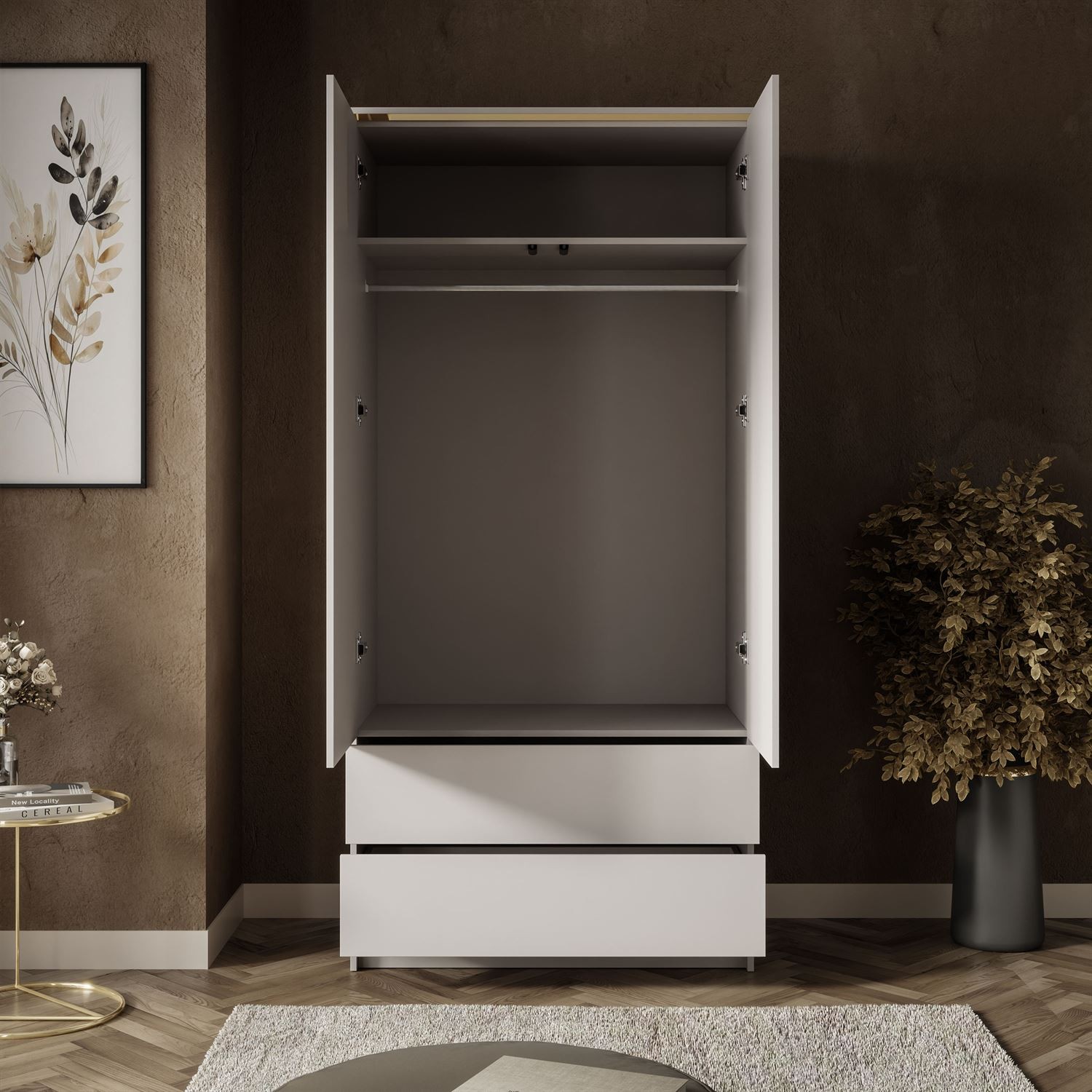 Kleiderschrank AURORA KASCHMIR 2D2S mit Schubladen