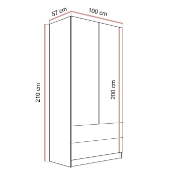 Kleiderschrank AUREL KASCHMIR 2D2S mit Schubladen
