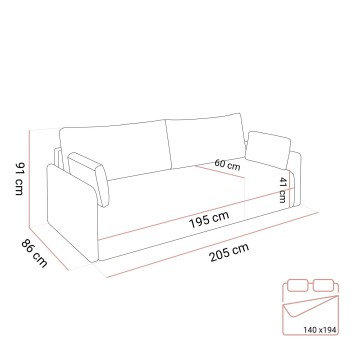 Sofa NUBO mit Schlaffunktion und Bettkasten