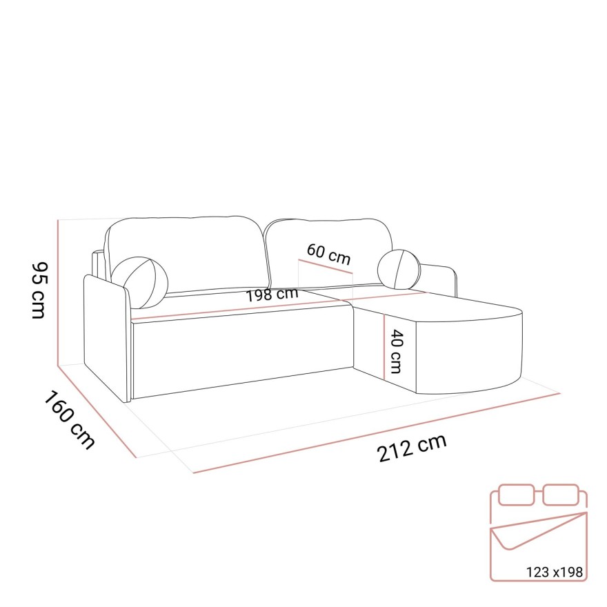 Ecksofa BLISS mit Schlaffunktion und Bettkasten