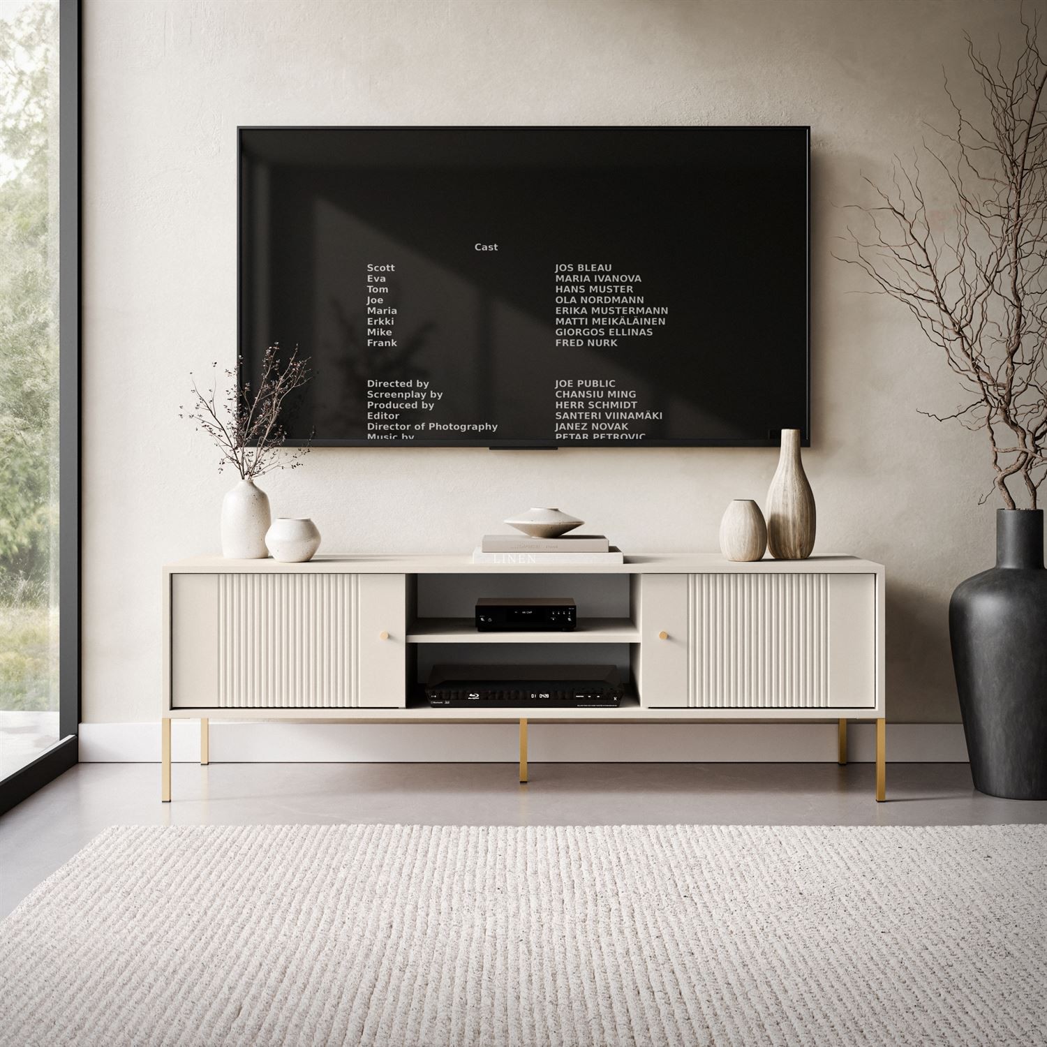 TV-Schrank VIVALDI mit geriffelten Fronten