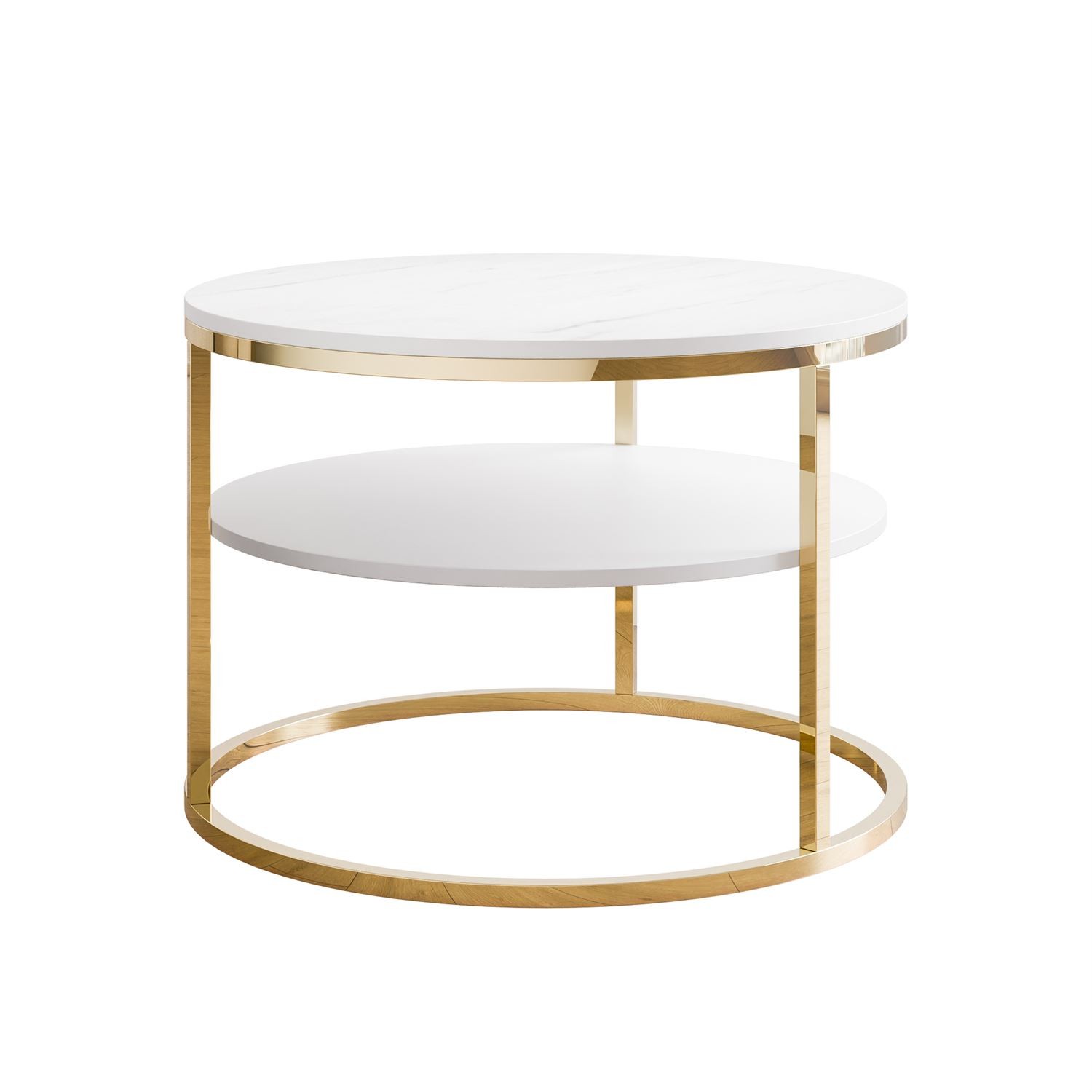 CIRI MAT Couchtisch mit Ablage und Gestell in Goldchrom