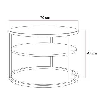 Couchtisch CIRI GLASS mit Ablage und Gestell in Goldchrom