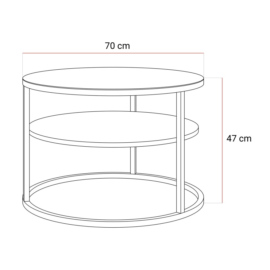 Couchtisch CIRI GLASS mit Ablage und Gestell in Goldchrom