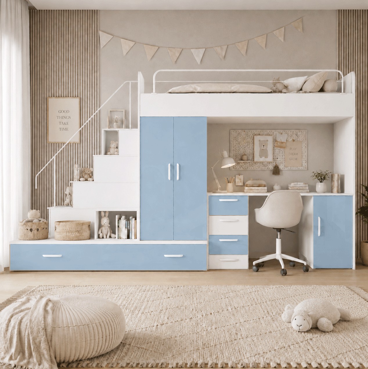 Weißes Kinderset RAJ 5, Hochglanz
