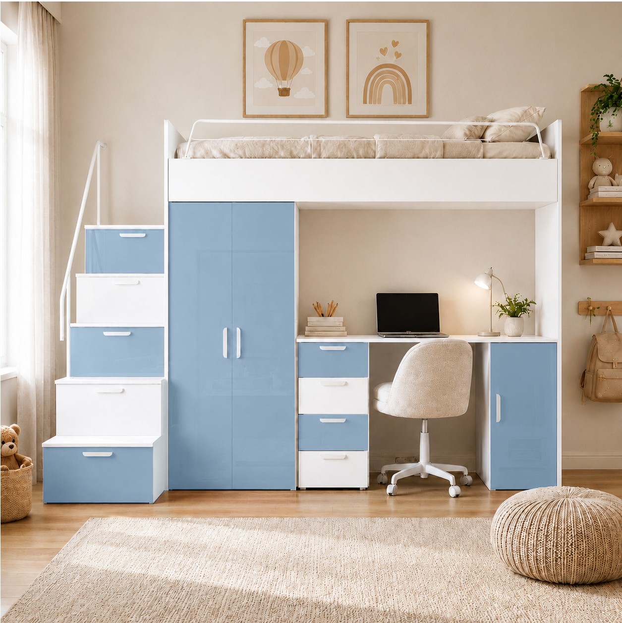 Weißes Kinderset RAJ 4, Hochglanz