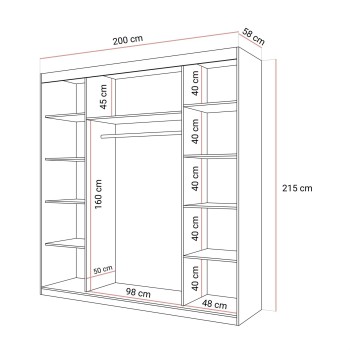 Schiebetürenschrank BASTER II KASZMIR mit Spiegel