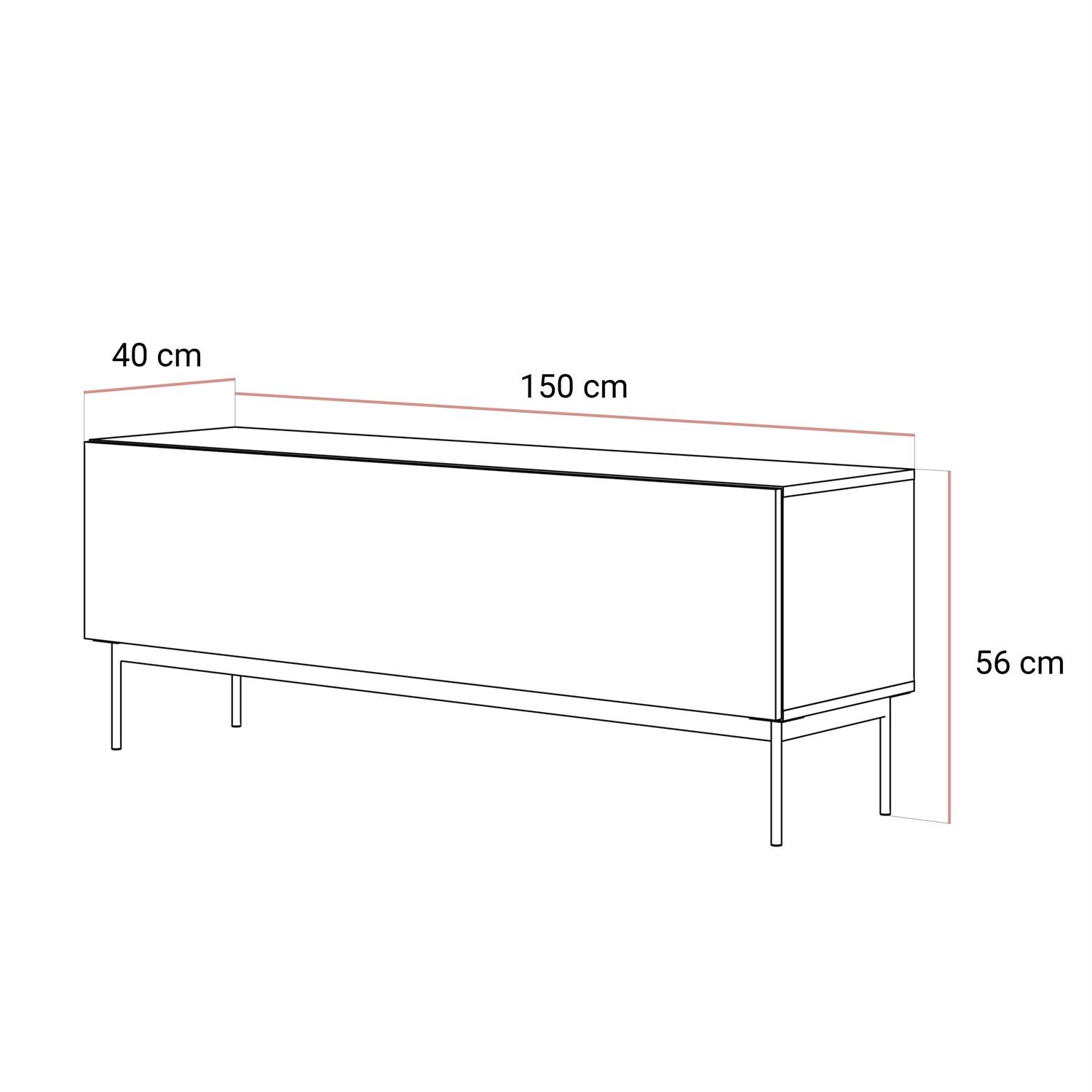 TV-Schrank COLGANTE in Nussbaum, 150 cm, auf Gestell