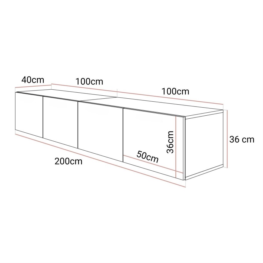 Hängender TV-Schrank COLGANTE NUSSBAUM 200 cm