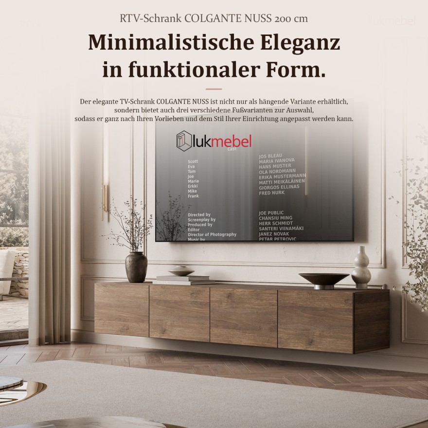 Hängender TV-Schrank COLGANTE NUSSBAUM 200 cm