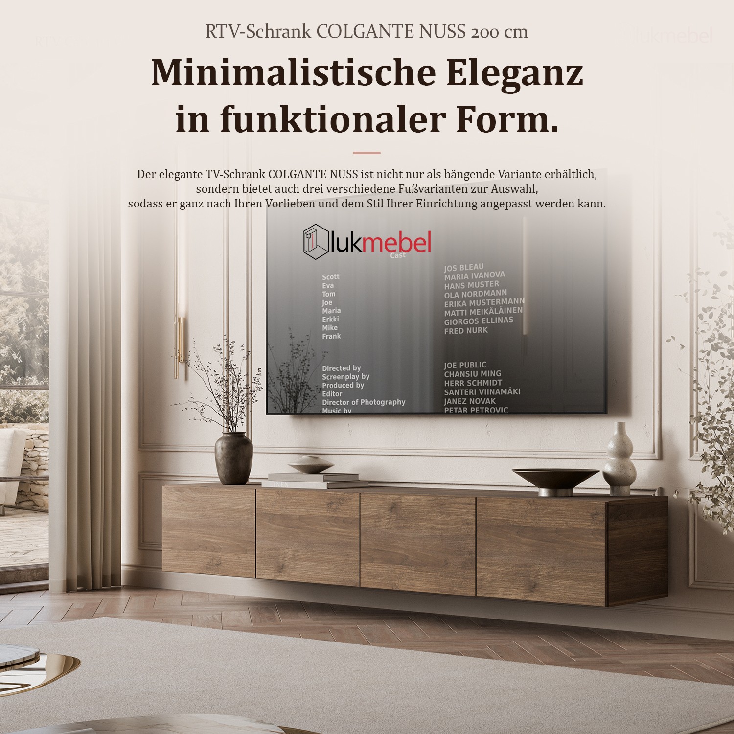 Hängender TV-Schrank COLGANTE NUSSBAUM 200 cm