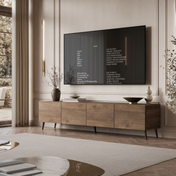 TV-Schrank COLGANTE in Nussbaum, 200 cm, auf hohen Füßen
