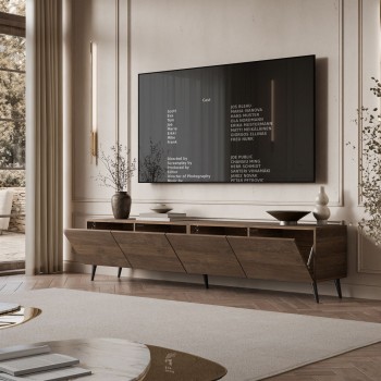 TV-Schrank COLGANTE in Nussbaum, 200 cm, auf hohen Füßen