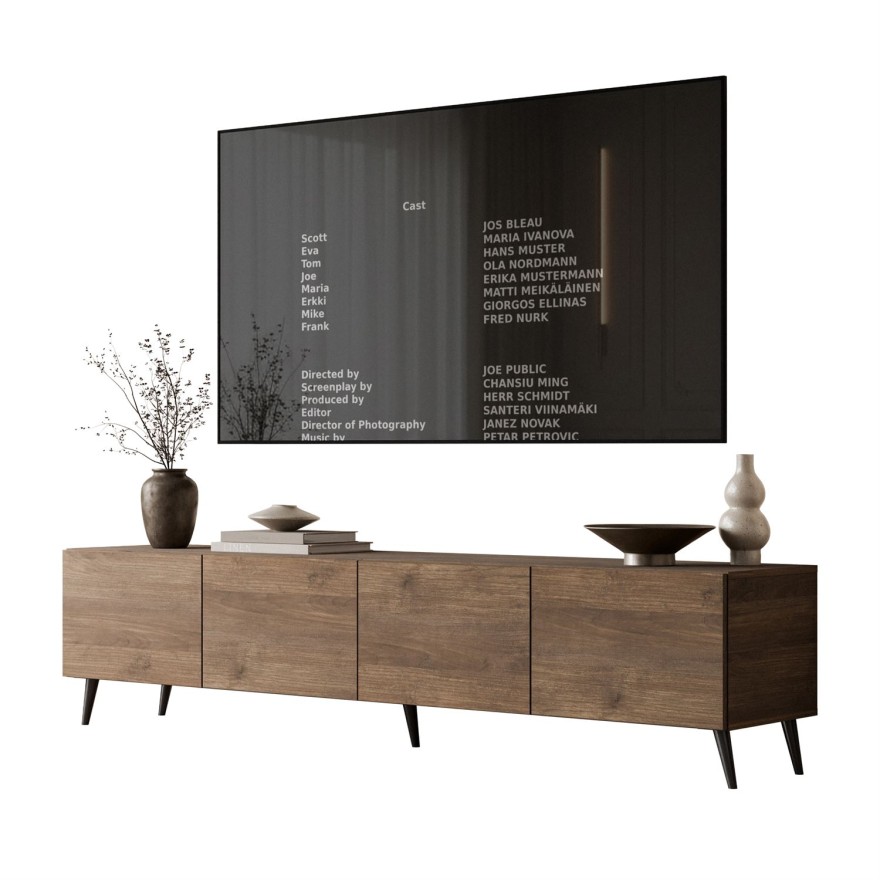 TV-Schrank COLGANTE in Nussbaum, 200 cm, auf hohen Füßen