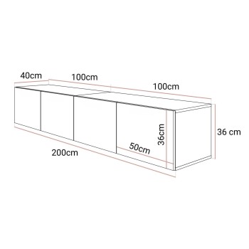 TV-Schrank COLGANTE in Nussbaum, 200 cm, auf hohen Füßen