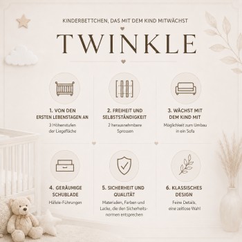 Kinderbett TWINKLE mit Schublade