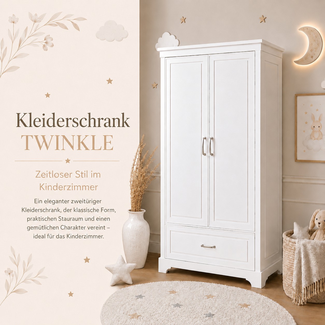 Zweitüriger Kleiderschrank TWINKLE für das Kinderzimmer