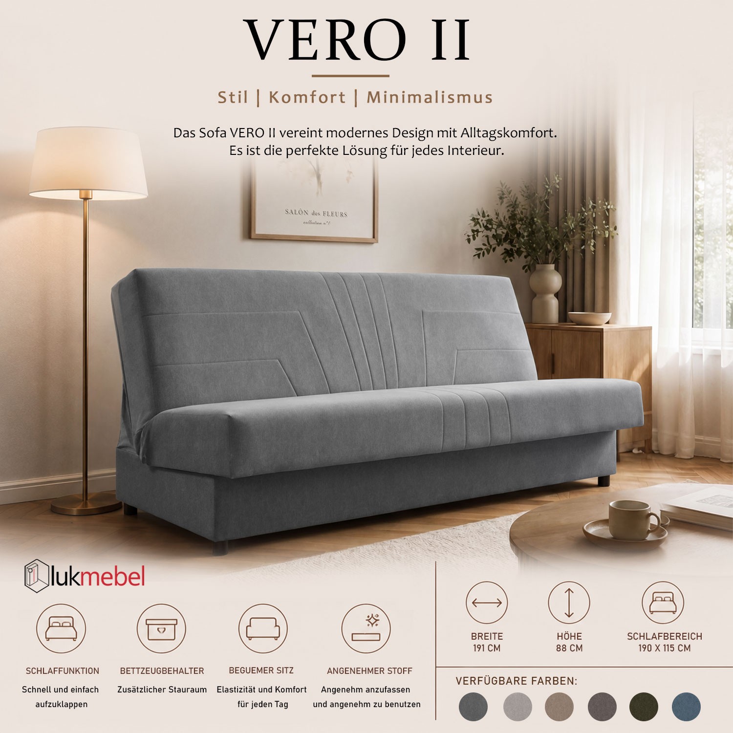 Sofa VERO II mit Schlaffunktion