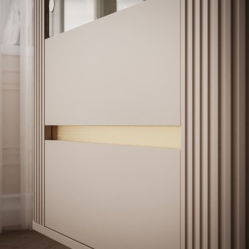 Vitrine MIRAGE GOLD mit LED-Beleuchtung und geriffelten Seitenwänden