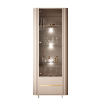 Vitrine MIRAGE GOLD mit LED-Beleuchtung und geriffelten Seitenwänden
