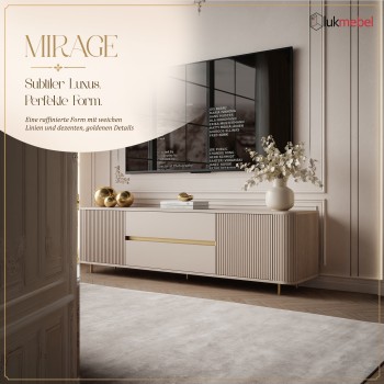 TV-Schrank MIRAGE GOLD, 180 cm, mit geriffelten Fronten
