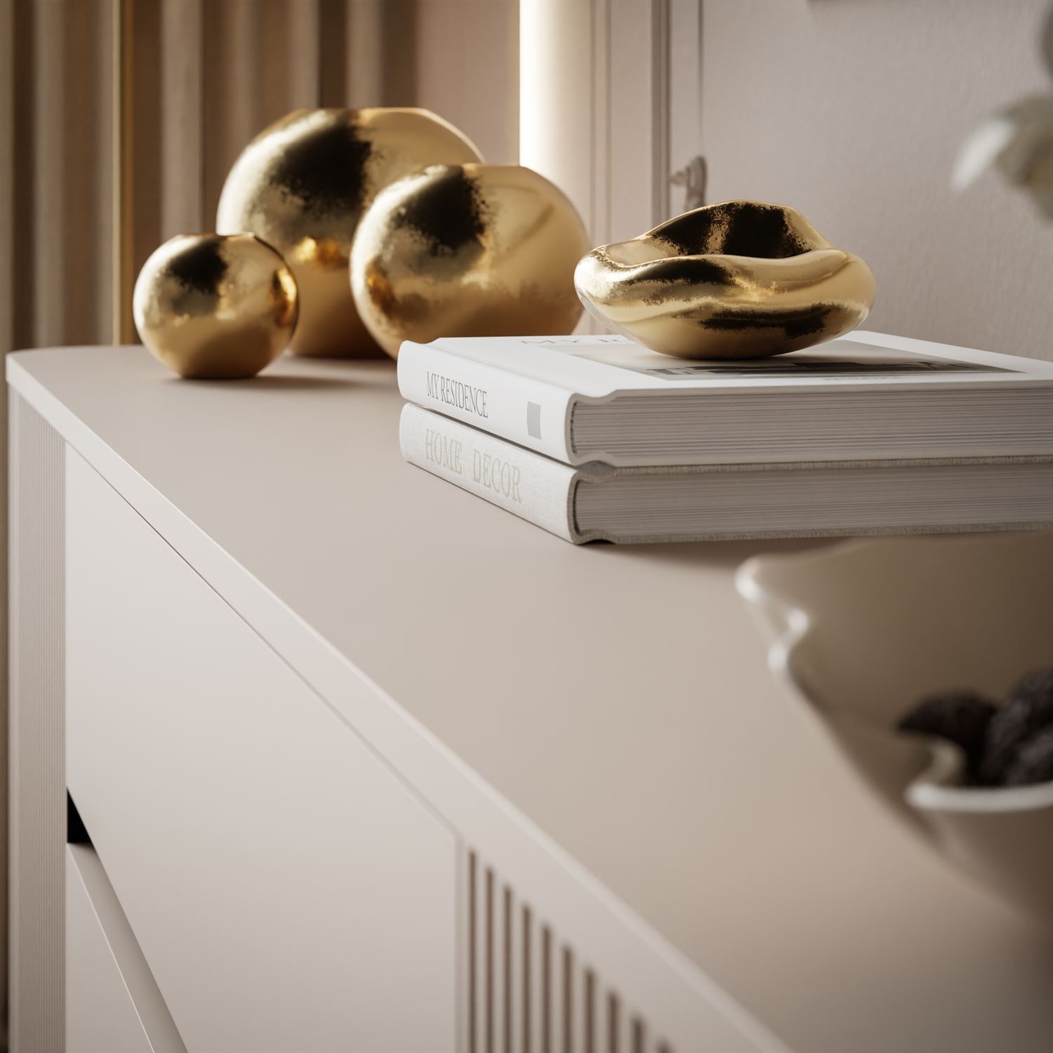 TV-Schrank MIRAGE GOLD, 240 cm, mit geriffelten Fronten