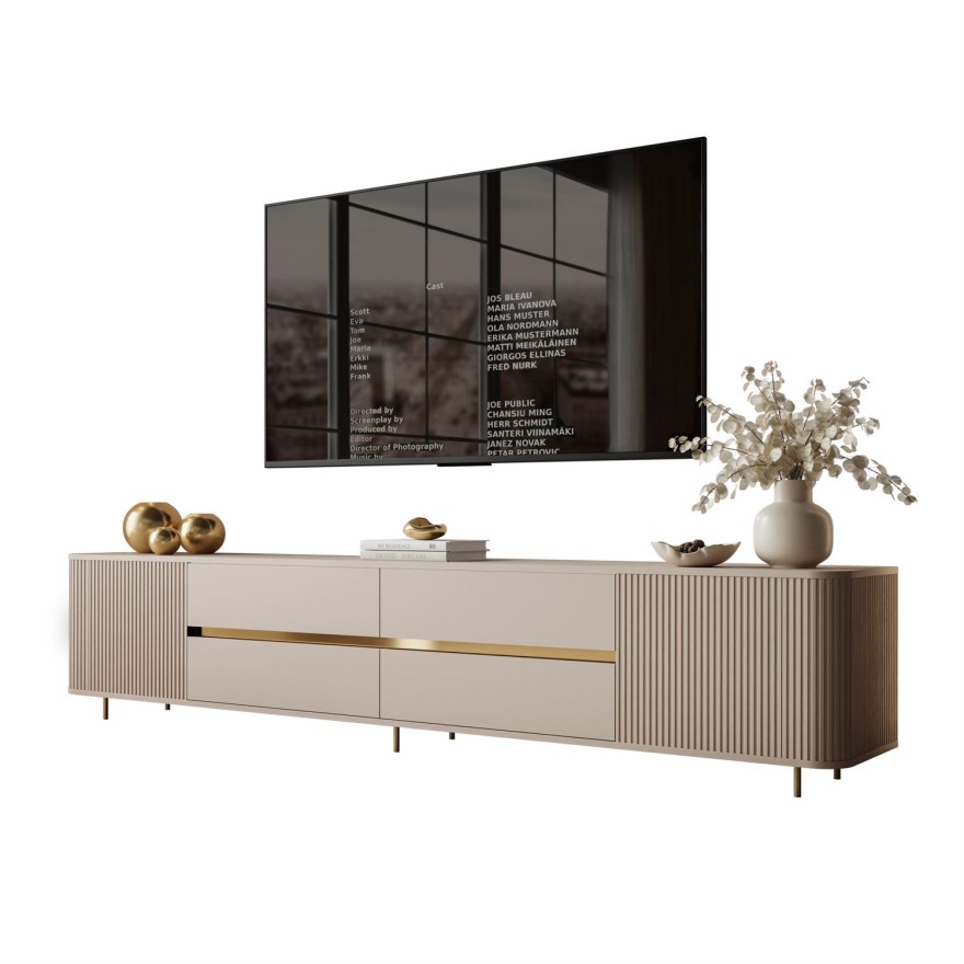 TV-Schrank MIRAGE GOLD, 240 cm, mit geriffelten Fronten
