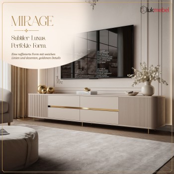 TV-Schrank MIRAGE GOLD, 240 cm, mit geriffelten Fronten