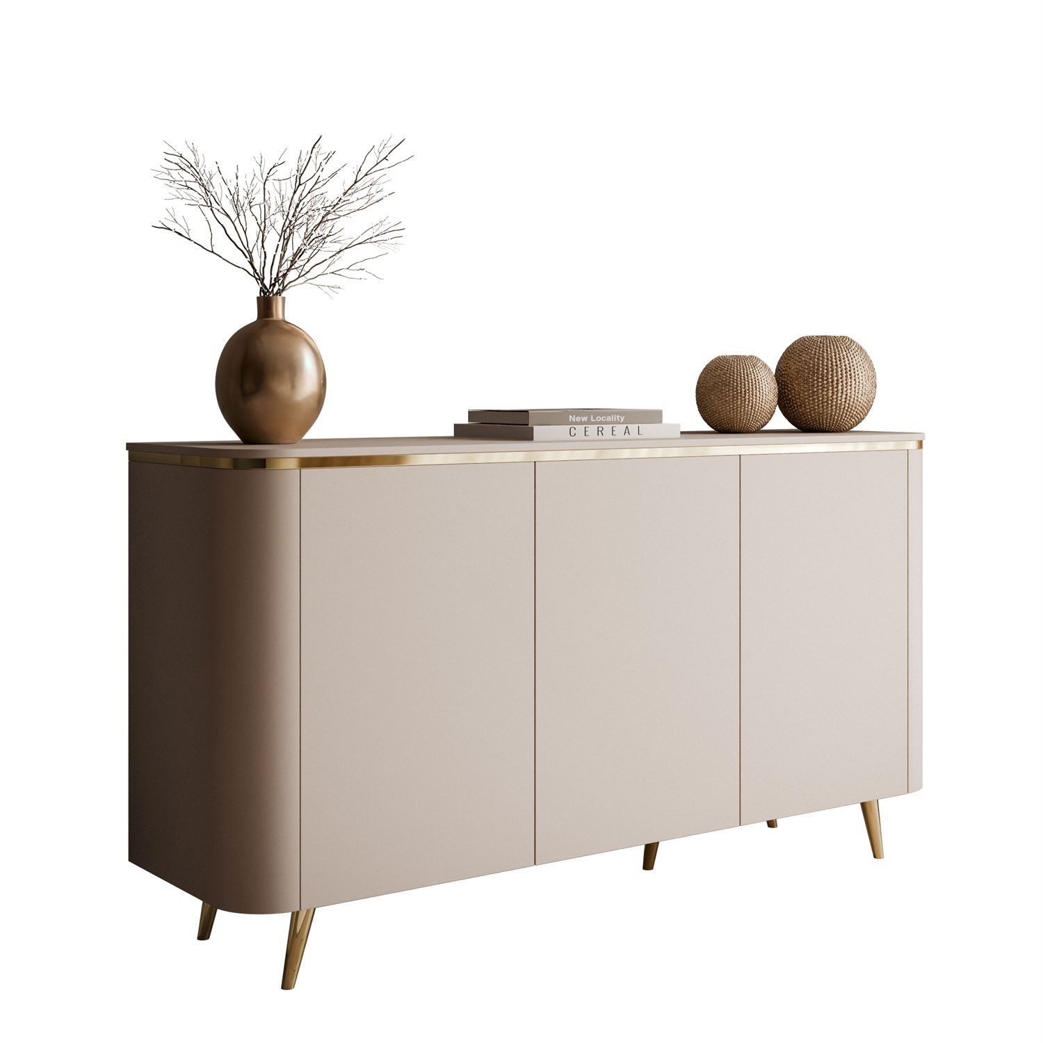Kommode AVELINE 140 cm mit LED-Beleuchtung auf schrägen Beinen