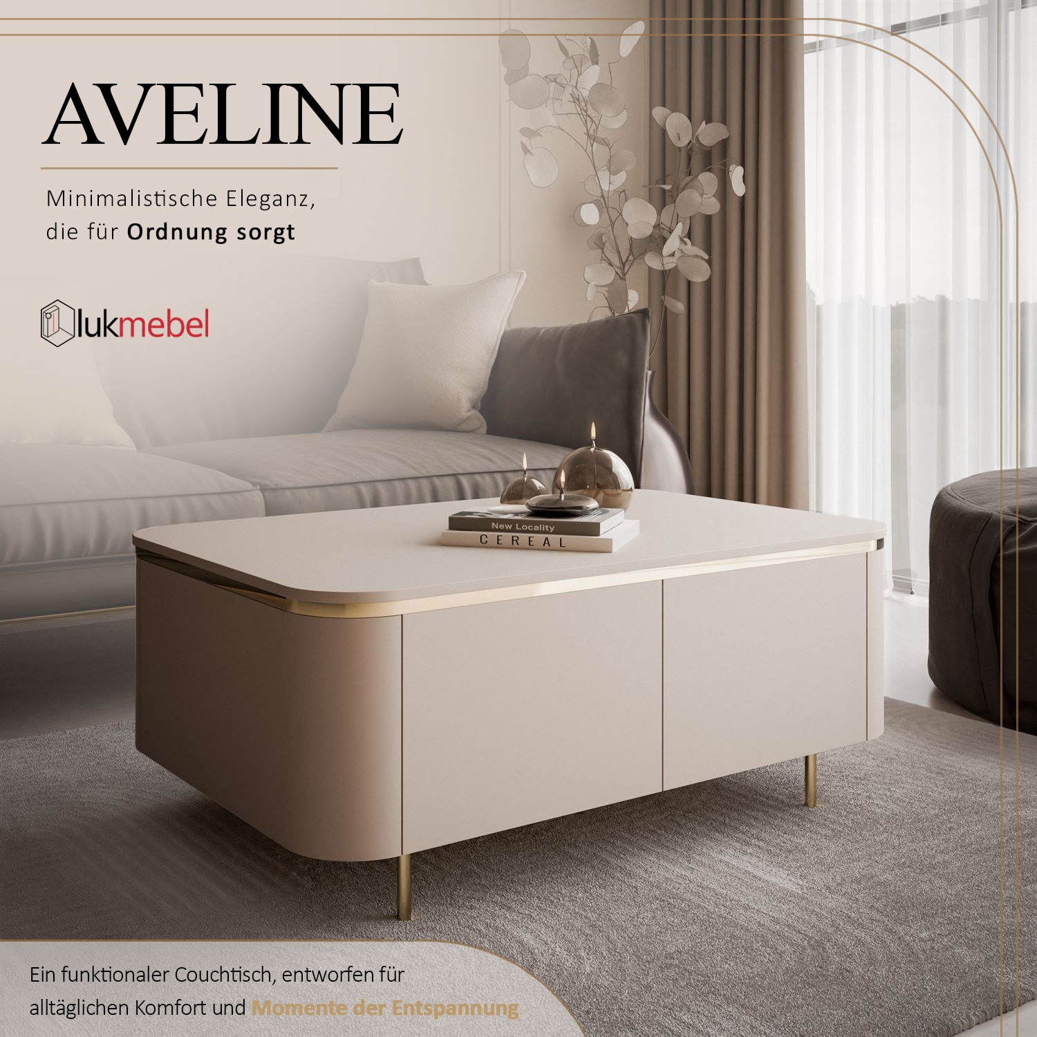 Couchtisch AVELINE mit geraden Beinen