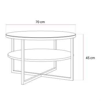 Runder Couchtisch CIRI-X GLASS mit Ablage auf einem verchromten Gestell