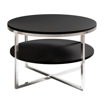 Runder Couchtisch CIRI-X MAT mit Ablage und verchromtem Gestell