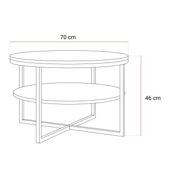 Runder Couchtisch CIRI-X MAT mit Ablage und verchromtem Gestell