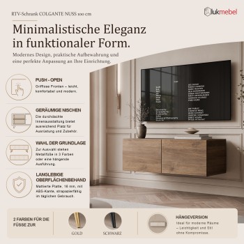 Hängender TV-Schrank COLGANTE NUSSBAU 100