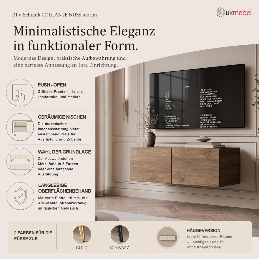 Hängender TV-Schrank COLGANTE NUSSBAU 100