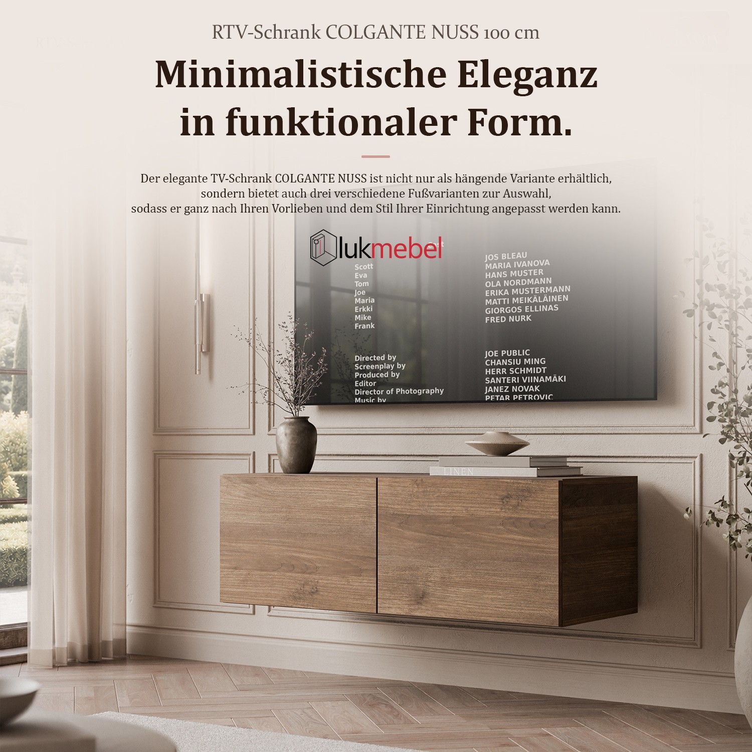 Hängender TV-Schrank COLGANTE NUSSBAU 100