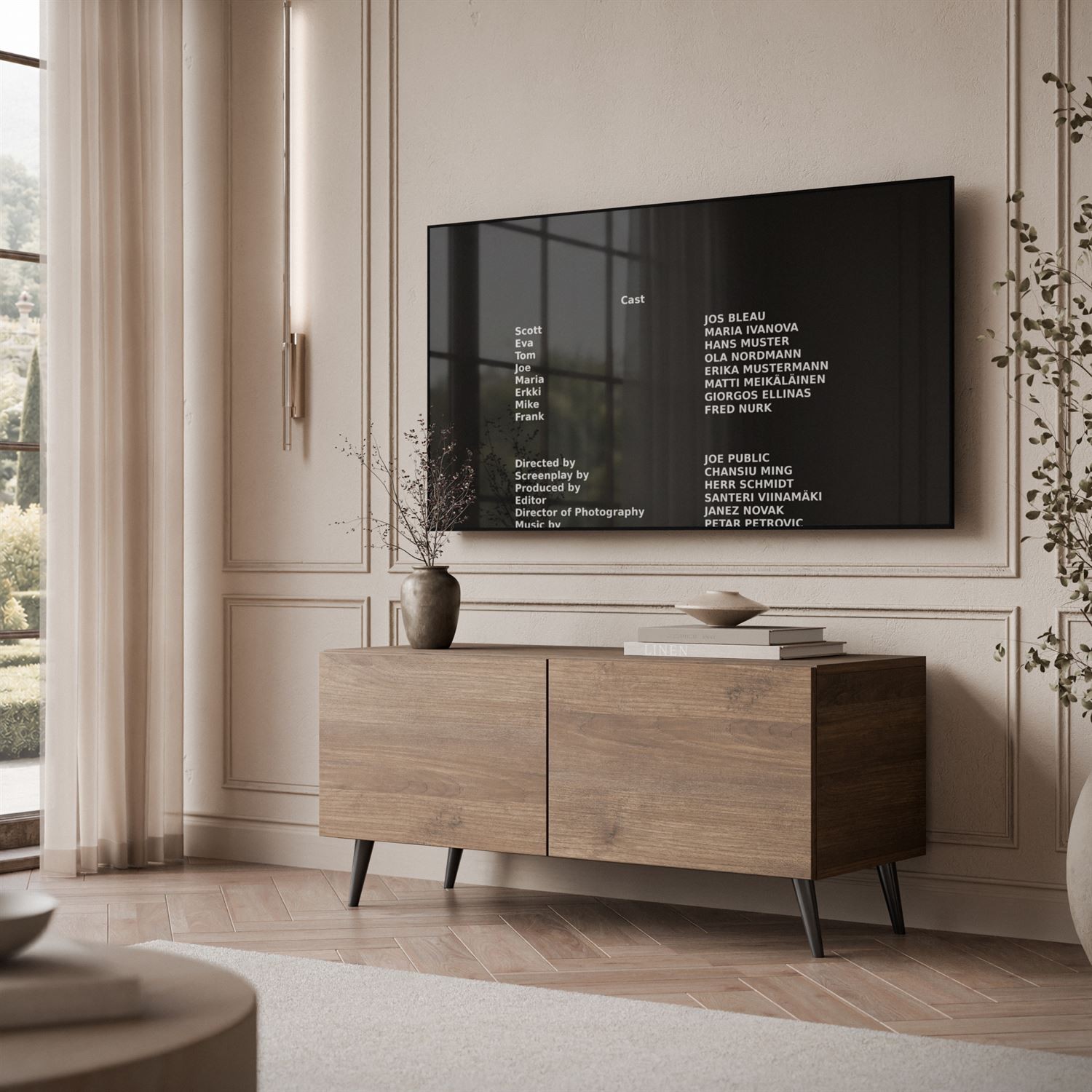TV-Schrank COLGANTE NUSSBAUM 100 auf Füßen