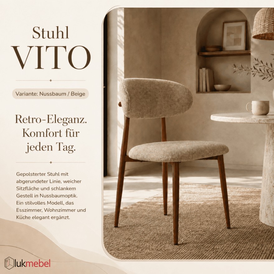 Polsterstuhl VITO mit ovaler Rückenlehne