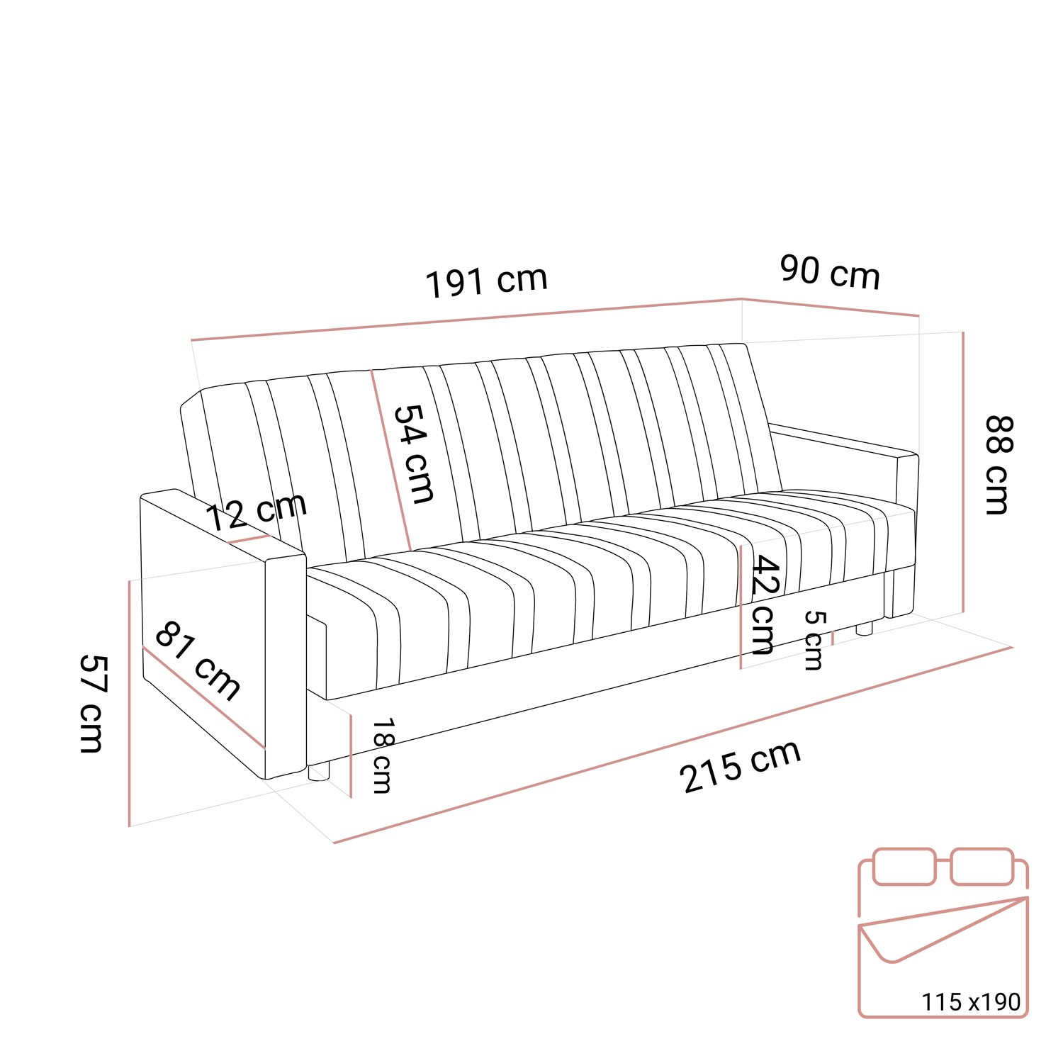 Sofa VERO MAX mit Schlaffunktion